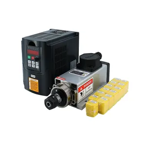 Motor do eixo refrigerado a ar, 220v 2.2kw er20 4 rolamentos quadrados 24000 rpm com inversor vfd kits para máquina de moagem cnc hltnc