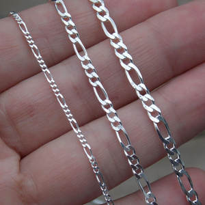 BSC34 RINNTIN Collar De Cadena Figaro De Corte De Diamante Collar De Cadena De Plata Cadenas De Oro 14K Plata <span class=keywords><strong>925</strong></span> Al Por Mayor Joyería De Plata - Product Image 1