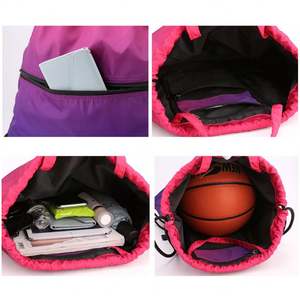 Custom logo Wholesale Polyester Zipper Drawstring Backpack <b>Bag</b> Reusable Outdoor Drawstring Sports Gym <b>Bag</b> Storage <b>Bag</b> - Product Image 4