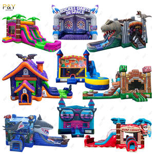 מתנפח מסחרי לקפיצה, מתקן קפיצה חיצוני למבוגרים, ורוד מיני לבן, טירה מתנפחת לילדים עם מגלשה - Product Image 2