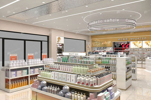 02-dyas014 thương hiệu cửa hàng bán lẻ thiết kế nội thất trắng-vàng trang điểm cửa hàng hiển thị đồ nội thất cho mỹ phẩm thiết kế cửa hàng - Product Image 5