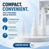 Flacons pulvérisateurs nasaux en plastique personnalisés de 15 ml, 20 ml, 30 ml, 50 ml, 60 ml, 100 ml avec pompe à brume et couvercle anti-poussière pour liquides médicaux