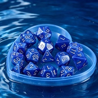 Jeu de dés en résine lisse bleu, violet et crème, 7 pièces, pour jeux de société, cadeau délicat