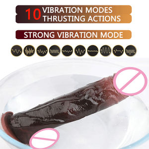 24CM ukuran besar Vibrator realistis gelap <span class=keywords><strong>Dildo</strong></span> merangsang Vagina 10 frekuensi Vibrator dengan Sucker mainan seks untuk wanita - Product Image 3