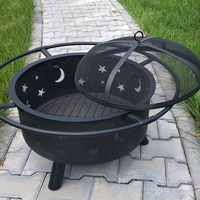 Grosir karton kayu baja disesuaikan Modern Tianjin luar ruangan Corten baja besi lubang api panggangan Bbq 120mm dilapisi bubuk 760*500mm