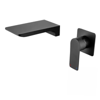 Luxe noir mat mural en laiton cascade robinet dissimulé salle de bain lavabo robinet mitigeur à la mode ZY-W231B vanne en céramique