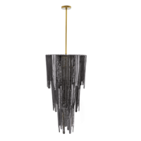 Lustre moderne à 3 niveaux en verre fumé noir, structure en acier, lustre rond pour plafond haut, escalier, salon, décoration intérieure