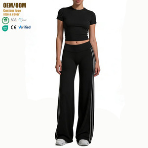 <span class=keywords><strong>Pantaloni</strong></span> Sportivi <span class=keywords><strong>Donna</strong></span> Nuovi Primavera Autunno 2026 a Vita Alta Traspiranti con Strisce a Contrasto Casual a Gamba Larga Lunga - Product Image 4