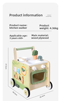 Chariot de cuisine en bois écologique 2-en-1 pour bébés, trotteur et chariot de jeu pour tout-petits, jouet d'éveil en gros