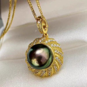 Accessoires en perles DIY, pendentif en argent S925, support vide, pendentif de collier tendance avec perles de 10-13 mm, composants de bijoux - Product Image 2