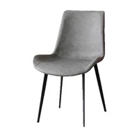 Chaise de salle à manger en métal minimaliste italienne haut de gamme avec dossier en cuir noir, design luxe léger, démontable pour usage domestique ou hôtelier