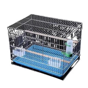 Cage d'élevage pour oiseaux en acier inoxydable avec treillis métallique, grande cage simple pour perroquets avec revêtement PVC et plateau en plastique - Product Image 1