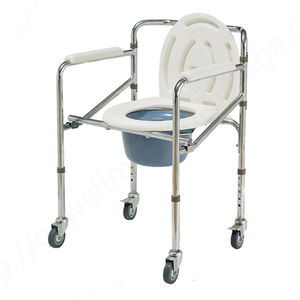 Silla de Inodoro Plegable, Silla de Ruedas con Inodoro, Silla de Ruedas Médica para Ancianos, Sillas de Ruedas WC Plegables, Silla de Inodoro de Acero - Product Image 1