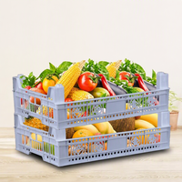 Caisse de transport rectangulaire en polypropylène jetable pour fruits, avec support cranté, haute résistance, pour le stockage