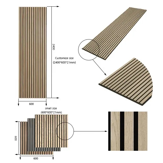 Pannello di parete in legno acustico con impiallacciatura di rovere naturale moderna a prova di suono pannelli acustici