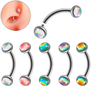 Anillo de acero inoxidable para ceja al por mayor, anillos helix curvos graduales, coloridos, con rosca interna, <span class=keywords><strong>piercing</strong></span> para ceja, joyería corporal - Product Image 1