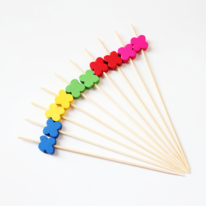 J & M 100PC <span class=keywords><strong>Count</strong></span> 4.7in bốn-pental thiết kế màu các loại thân thiện với môi tre Cocktail dính dùng một lần đính cườm dính cho thanh công cụ - Product Image 1