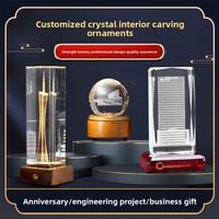 Prisme rectangulaire en cristal de quartz transparent personnalisé avec incrustation et gravure interne, pour modèles architecturaux, de ponts, de véhicules et de navires, et présentoir en cristal