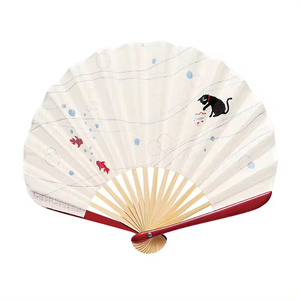 Bon festivales de verano, ventilador de mano de bambú japonés, diseño de arte popular portátil de varios pliegues, patrones pintados tallados, uso de recuerdo de Japón - Product Image 1