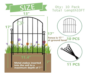 Paquete de 10 Cercas Metálicas Arqueadas para Jardín, con Recubrimiento en Polvo, Resistentes al Óxido, Barrera de Seguridad para Animales, para Jardín de Flores y Vegetales, Ecológicas - Product Image 2