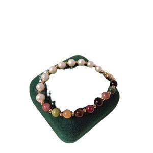 สร้อยข้อมือแม่เหล็กกันตกแบบใหม่ ทัวร์มาลีนสีรุ้งธรรมชาติ ไข่มุกน้ำจืดรูปทรงกลม สร้อยข้อมือเสริมโชคลาภ - Product Image 5