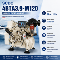 Moteur diesel marin DCEC 4BTA3.9-M120, 120 CV, 2800 tr/min, 4 cylindres, turbocompressé, refroidi par eau, pour bateau de pêche, générateur, pompe
