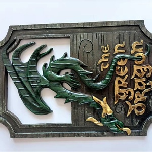 Plaque murale décorative vintage en résine Le <span class=keywords><strong>Seigneur</strong></span> <span class=keywords><strong>des</strong></span> <span class=keywords><strong>Anneaux</strong></span>, motif taverne, relief creux, dragon vert et poney galopant, pour bar - Product Image 5