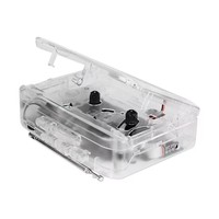 Reproductor de casetes estéreo con radio FM de modulación de amplitud, walkman con diseño transparente, altavoz incorporado y convertidor de MP3.