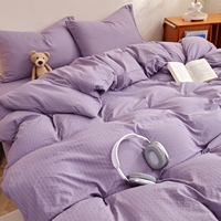 Ensemble de literie en gaze bouffante de style Old Money de luxe - Couleur unie - Collection de housse de couette 4 pièces
