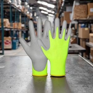 Gants de sécurité pour hommes, tricotés sans couture, haute visibilité, 7 oz, avec revêtement en nitrile conique antidérapant, personnalisables, vente en gros directe usine - Product Image 6