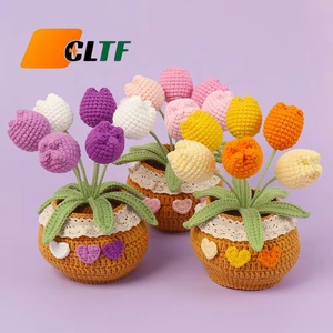 <span class=keywords><strong>Tulipani</strong></span> e Rose Artificiali all'Uncinetto Fatti a Mano in Lana, Decorazione per Auto, Scrivania, Casa, Laurea, Festa della Mamma - Product Image 2