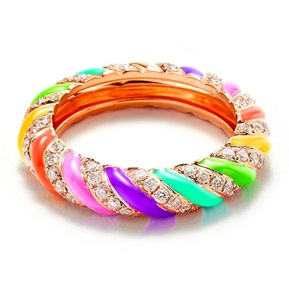 Milskye - Joyería Clásica y Elegante <span class=keywords><strong>para</strong></span> <span class=keywords><strong>Mujer</strong></span>, Plata 925, Oro de 18k, Anillos de Aleación Torsade con Esmalte de Circonio Arcoíris - Product Image 4