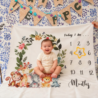 Bannière d'anniversaire personnalisée, tapis spécial pour séance photo, décoration de fond en tissu pour intérieur et drapeau suspendu pour bébés