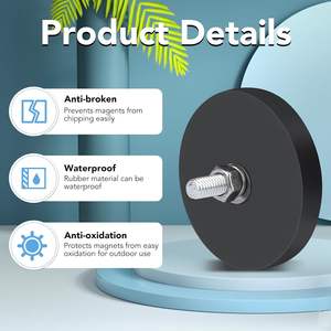Magneti Neri da 88mm con Forza di Trazione 40kg/42kg/55kg/60kg, Magneti a Vaso Rivestiti in Gomma al Neodimio da 88mm - Product Image 5
