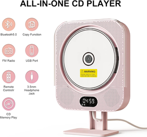 Lecteurs <span class=keywords><strong>CD</strong></span> pour la maison avec télécommande avec support LED/<span class=keywords><strong>Radio</strong></span> FM/<span class=keywords><strong>Réveil</strong></span>/<span class=keywords><strong>CD</strong></span>/USB/TF/AUX - Product Image 2