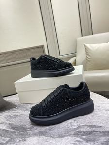 Black Sequined Platform Sneakers Round Toe Lace-up Thick Sole Height Increasing All Seasons Walking Shoes - Product Image 3