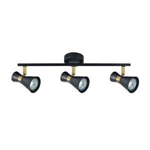 Reglette 3xGU10 nera/pelle 15x48,5x8,5 cm - Illuminazione versatile per case e uffici, ideale per ambienti moderni. - Product Image 1