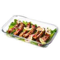 Plat de cuisson rectangulaire en verre borosilicate haute résistance, compatible four/micro-ondes, modèle KP-05, pour la cuisson à la vapeur du poisson et des raviolis