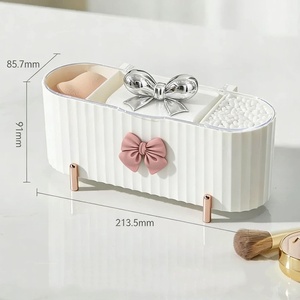 Organisateur de maquillage grande capacité avec couvercle transparent, boîte de rangement pour cotons-tiges et houppettes, organisateur de cosmétiques pour l'organisation de la maison - Product Image 6