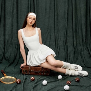 Women's Quick Dry One Piece Tennis Skirt with <b>Padded</b> Shorts Breathable Golf Sports Dress Custom <b>Heat</b>-Transfer Printing Logo - Product Image 4