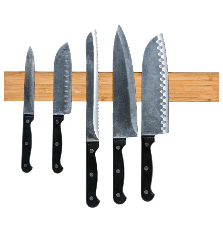 Настенный держатель для ножей, бамбуковый Магнитный нож, деревянная магнитная полоса для ножей