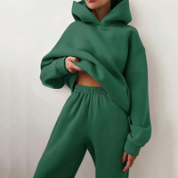 Ensemble de survêtement personnalisé unisexe, coupe oversize, en molleton uni, comprenant un sweat à capuche décontracté et un pantalon de survêtement, avec logo personnalisé, pour tenues de détente