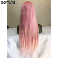 Rambut manusia Brasil Virgin 100% grosir stok tersedia 10 "-30" rambut manusia pra-pencabutan Wig depan renda merah muda warna terpisah