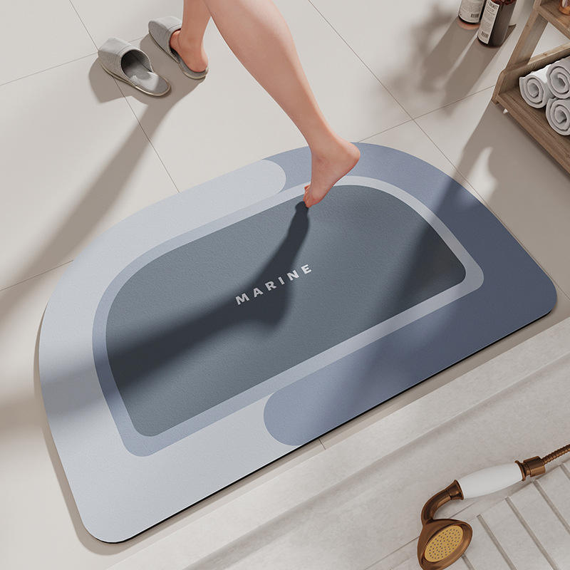 แผ่นรองพื้นห้องน้ำไดอะตอมเมเชียส - สีฟ้าอ่อนทรงครึ่งวงกลมสไตล์มอรันดี