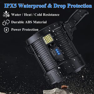 <b>Rechargeable</b> <b>Flashlight</b> with Tripod 6 Modes IPX7 Waterproof Led Spotlight Handheld Outdoor High Bright Solar Searchlight - Product Image 5