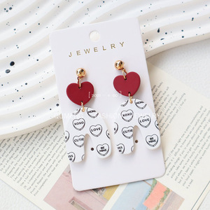 Orecchini Pendenti a Forma di Orsetto con Cuore Rosso e Scritta '<span class=keywords><strong>Be</strong></span> Mine' per San Valentino, Gioielli in Acrilico Romantici per Donne - Product Image 3