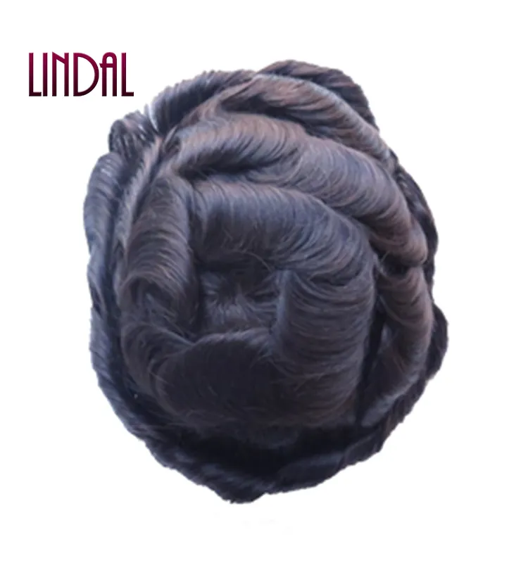 LINDAL Cổ Phiếu Đầy Đủ Sẵn Sàng Để Giao Hàng Dày Da Mỏng Toupee Tóc, Pu Toupee Men 100% Con Người, Men Wigs Tự Nhiên Hairline Toupee