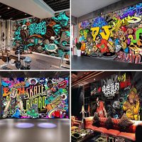 Papier peint mural personnalisé Hip Hop Graffiti, papier peint mural moderne Street Art pour salle de sport, bar, KTV et salle de jeunesse