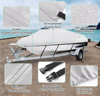 Housse de bateau en forme de V imperméable et résistante, 17'-19', housse de bateau professionnelle pour la pêche, le ski nautique, remorquable