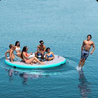 PF Nueva colección Muelle de malla circular personalizado Isla flotante Hamaca inflable Piscina del océano para la venta